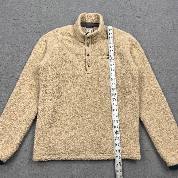 Relwen Fleece Mens Small Biege Shag Pile Snap 1/4 Zip Pullover Deep Pile Sherpa - Picture 4 of 8